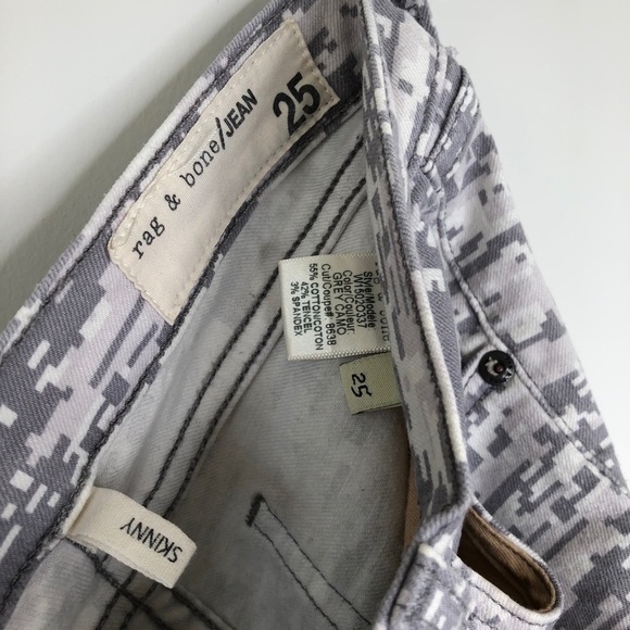 Rag & Bone Grey Camo Print Skinny Jeans Size 25 - Picture 9 of 10